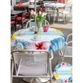 thumbnail image 5 of Outdoor Tablecloth with Umbrella Hole for Patio/Picnic/Party/Camping, Summer Coastal Waterproof Table Cloth Round Cover Washable, Ocean Starfish Shell Lemon Flowers Ombre Blue (Dia 54"), 5 of 8