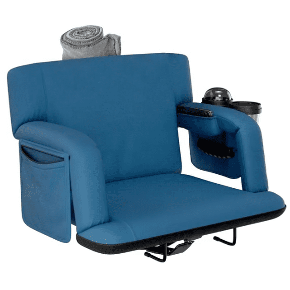 Premium Reclining Stadium Seat for Bleachers with Back Support Storage Pockets and Cup Holders