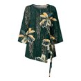 thumbnail image 5 of Dyegold Womens Tops 3/4 Length Sleeves Boho Western Tops Vintage Floral Side Twist Knot Blouses Dressy Casual Fall Shirt Tee, 5 of 5