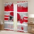 thumbnail image 2 of jejeloiu Ball Game Gaming Blackout Curtains Set of 2 (52x84 Each),Detroit City Slihouette Window Curtains,Red Geometric Stripes Lines Curtains and Drapes For Boys Kids,Breathable Home Decor, 2 of 6