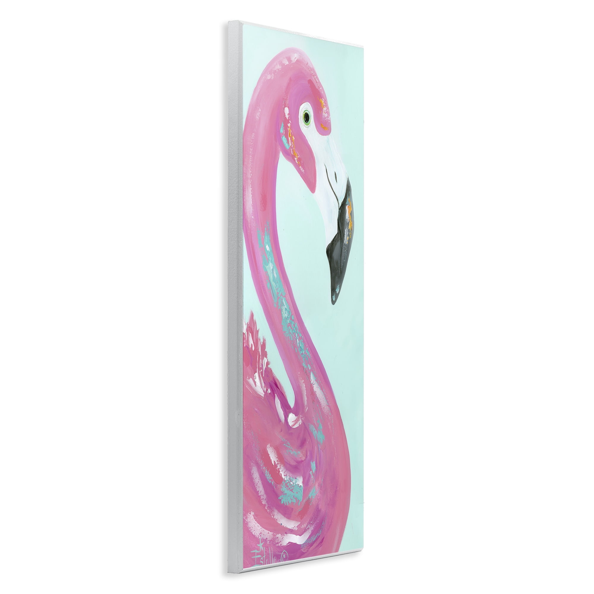 Stupell Industries Odd Flamingo Portrait Animals & Insects Painting Unframed Art Print Wall Art, 7 x 17
