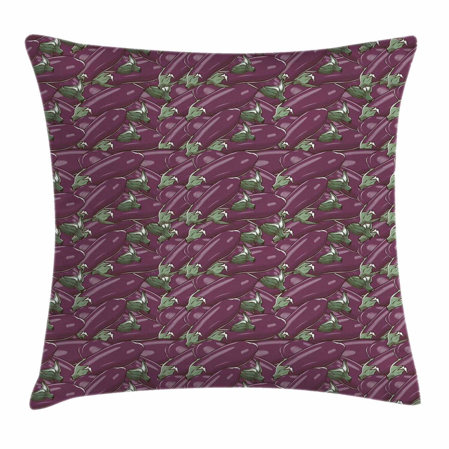 Eggplant Throw Pillow Cushion Cover, Retro Inspired Stacks of Delicious