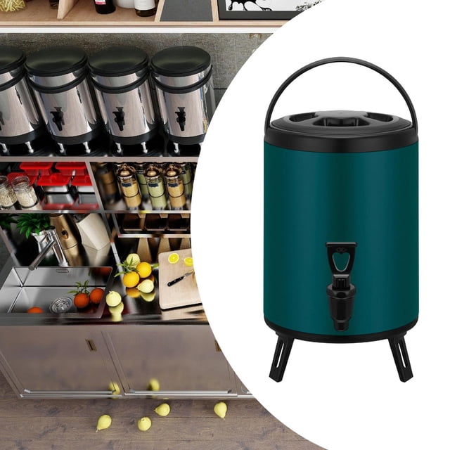 Dispensador de bebidas aislado Hugo barril aislado de acero inoxidable con grifo para jugo sopa té caliente verde