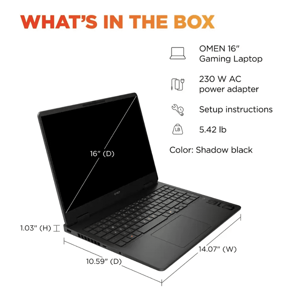 HP OMEN AI Gaming Laptop 16.0in 144Hz IPS WUXGA Display (AMD Ryzen 9 8940HX, NVIDIA GeForce RTX 5060 8GB, 32GB DDR5, 1TB PCIe SSD, 3-Zone RGB KB, WiFi 6E, Webcam, Bluetooth 5.4, Win 11 Pro)