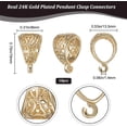 thumbnail image 2 of 10Pcs Charm Bails 24k Gold Plated Hollow Oval Teardrop Necklace Pendant Pinch Clip Clasp Connector Charm with Open Loop for Earring Jewelry Making Hole 1.4mm Real 24K Gold, 2 of 5