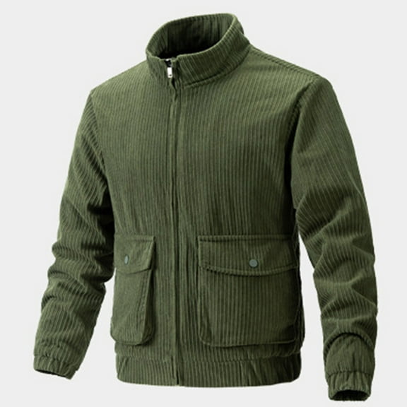 Zylanna Men's Casual Winter Jackets, Outdoor Long Sleeve Warm Full Zip Coats for Mens Army Green