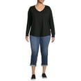 thumbnail image 2 of Terra & Sky Women's Plus Size V-Neck Tee with Long Sleeves, 2 of 5