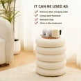 thumbnail image 3 of Tcbosik 15" Round Storage Ottoman with Flip-Top Tray, White Teddy Fleece Footstool for Makeup & Living Room, 350lbs Capacity, No Assembly Needed, 3 of 8