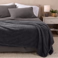 thumbnail image 3 of Bare Home Faux Shearling Blanket - Dual Layer - Fluffy & Soft - Lightweight - Twin/Twin XL, Forged Iron Gray, 3 of 7