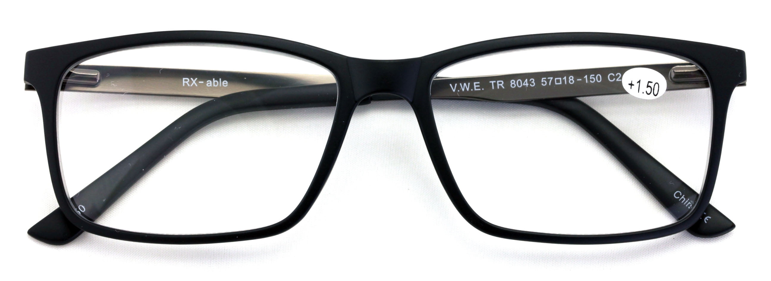Mens Extra Wide 57mm TR90 Plastic Rectangular Optical Eyeglasses Frame 