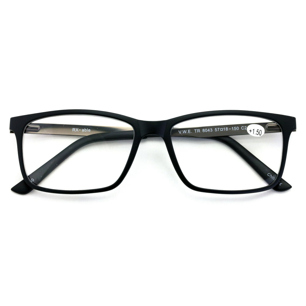 Men Premium Rectangle Tr90 With Extended Metal Temple Extra Large Reader 147mm Wide Frame