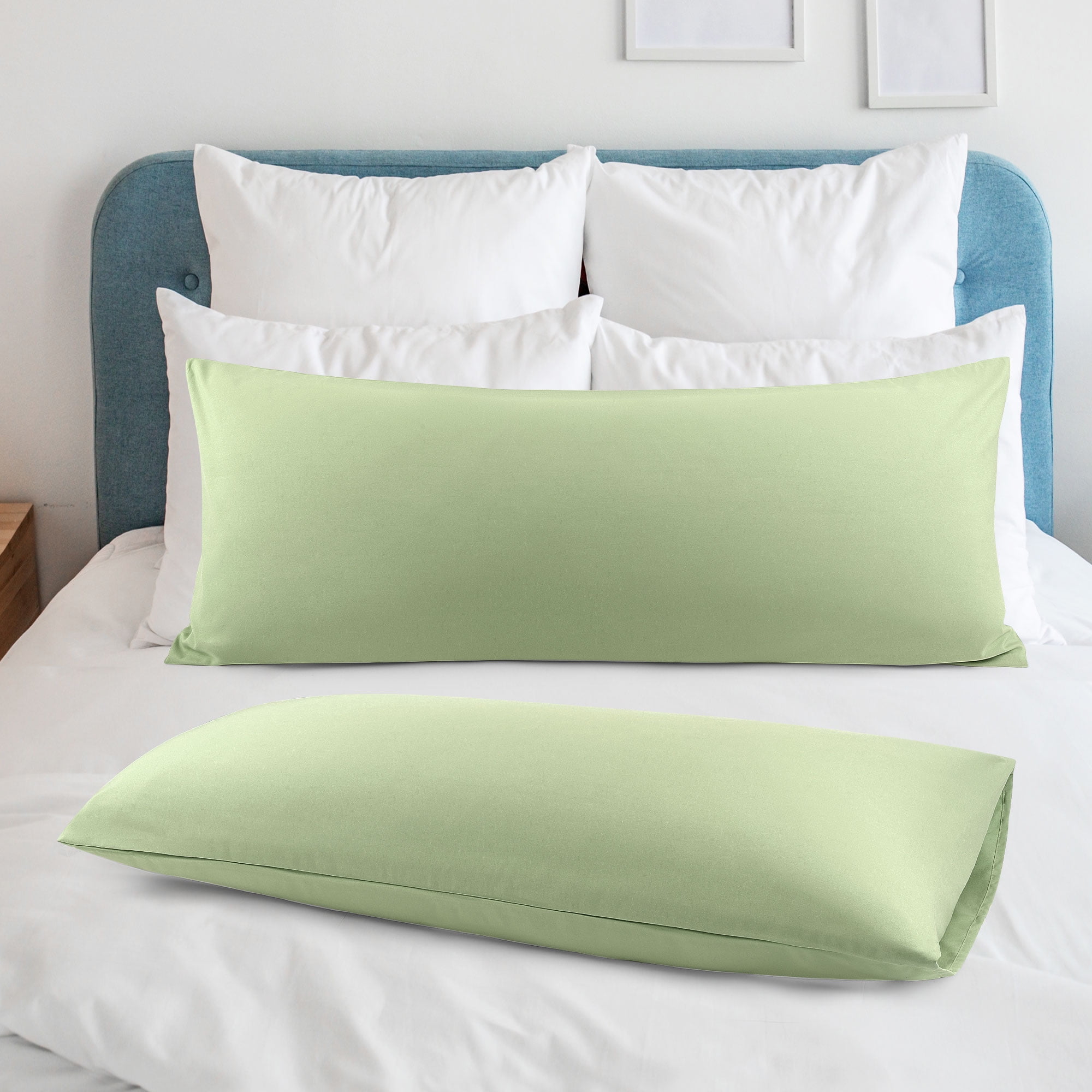 Unique Bargains 2 Packs Microfiber Solid Body Pillow Cover Sage 20" x 48"