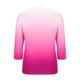 thumbnail image 5 of CYMMPU Casual Gradient Color 3/4 Length Sleeve Shirts Elegant Blouse Business Work Blouses to Wear with Leggings Dressy Tunic Tops V-Neck Summer Fall 2025 Clothes for Women Hot Pink XL, 5 of 6