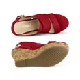 thumbnail image 4 of BLISSFUL STEP Women's Sandals Platform Heels Ankle Strap Wedges Sandals Red 5.5, 4 of 7