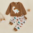 thumbnail image 2 of Gubotare Baby Boy Fall Outfits Fall Baby Boy Clothes Toddler Embroidery Little Dude Print Long Sleeve Sweatshirt Tops Solid Pants Winter Outfits Size 2T 3T (Brown,2-3 Years), 2 of 8