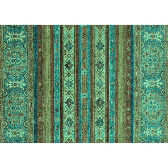 Ahgly Company Indoor Rectangle Abstract Turquoise Blue Modern Area Rugs, 2' x 4'