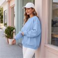 thumbnail image 6 of Womens Pullover Tops Crew Neck Long Sleeve Sweatshirt Loose Fit Solid Color Casual Tops for Autumn Clothing, 6 of 6
