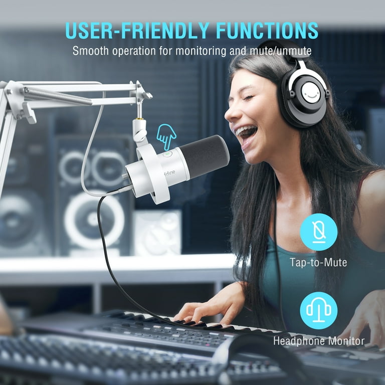 FIFINE K688 XLR USB Podcast Microphone with Boom Arm for PC