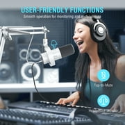 FIFINE K688 Dynamic Microphone with Boom Arm Stand, XLR USB Studio Microphone Kit for Computer with Mute, Monitor for Podcast, Music Recording K688CTW