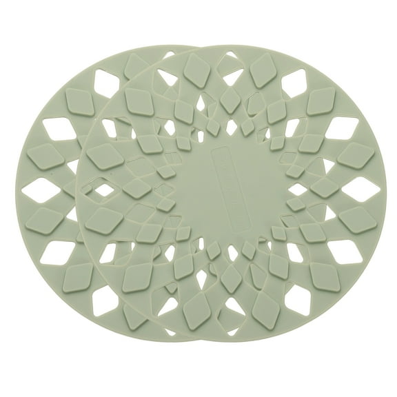 Uxcell Set of 2 Silicone Trivet Mats, 6.7" Round Trivets for Hot Pots and Pans Multi-Purpose Heat Resistant Non-Slip Trivet Holders Pads for Kitchen Countertops Outdoor Table, Green