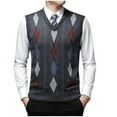 thumbnail image 2 of Wancir Mens Thick Argyle Sweater Vests Classic V-Neck Knitwear Sleeveless Pullover Autumn Winter Warm Tank Tops, 2 of 4