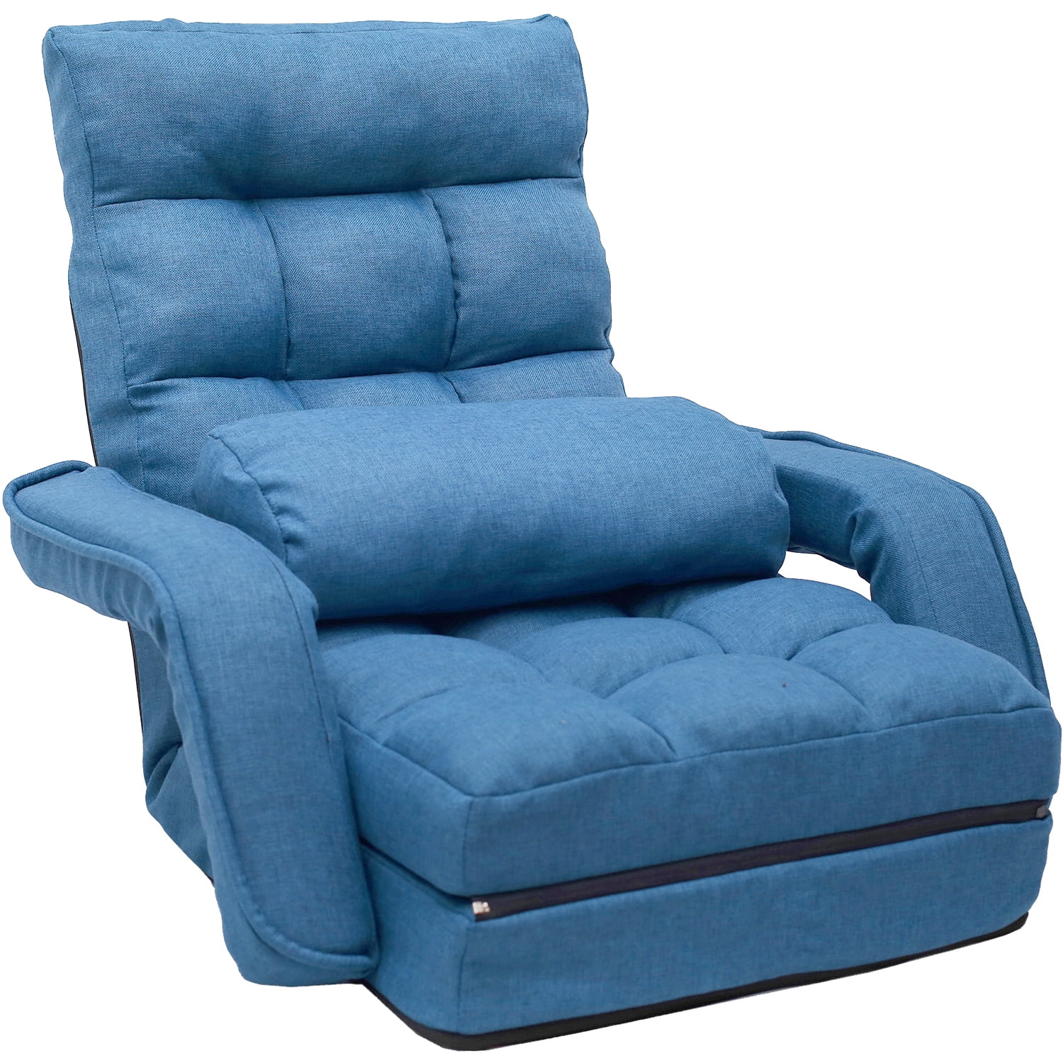 Kepooman Adjustable Folding Floor Sofa Chair with Armrests and a Pillow, Blue Kepooman Adjustable Folding Floor Sofa Chair with Armrests and a Pillow, Blue