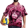 thumbnail image 4 of Pink Monkey Gorilla Men's Short Sleeve Button Down Casual Beach Printed Shirts, 4 of 6
