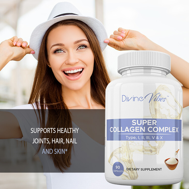 Multi Collagen Complex Capsules – Type I, II, III, V & X – Hair, Skin, Nails & Joint Support – Anti-Aging Supplement – Non-GMO, All-Natural, 90 Capsules, 30-Day Supply, Made in USA