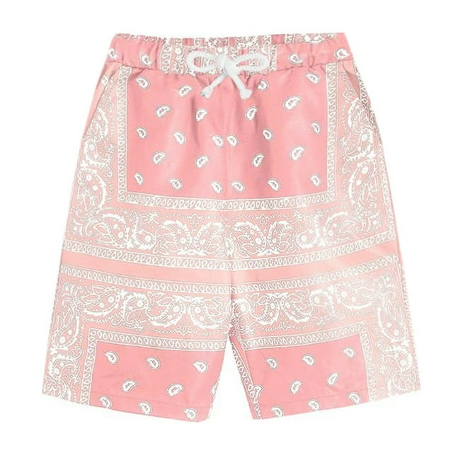 Men's Boho Drawstring Waist Paisley Print Summer Beach Swim Board Shorts Comfortable Lightweight Swimwear