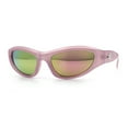 thumbnail image 4 of 90s Sport Fashion Wrap Around Styling Star Emblem Temple Sunglasses Pink - Pink Mirror, 4 of 8