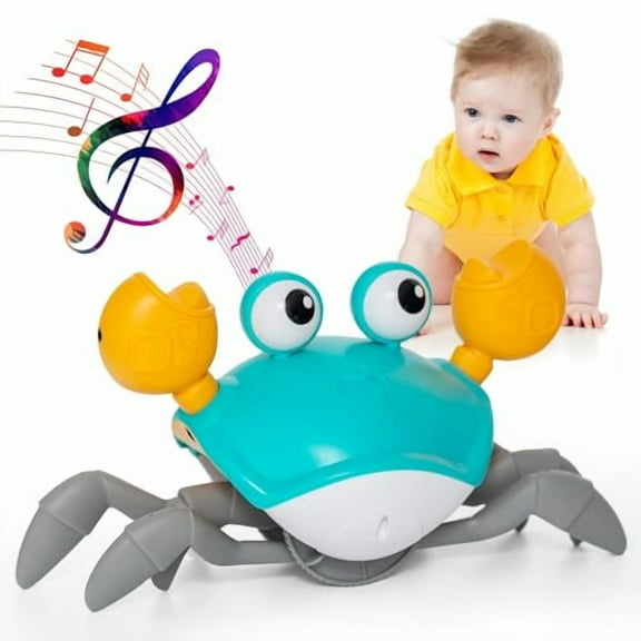 Crawling Crab Toy – Tummy Time Crab with Sound On/Off,Interactive Walking & Dancing Crab,Rechargeable,Sensory Development,Birthday Gift for Boys & Girls