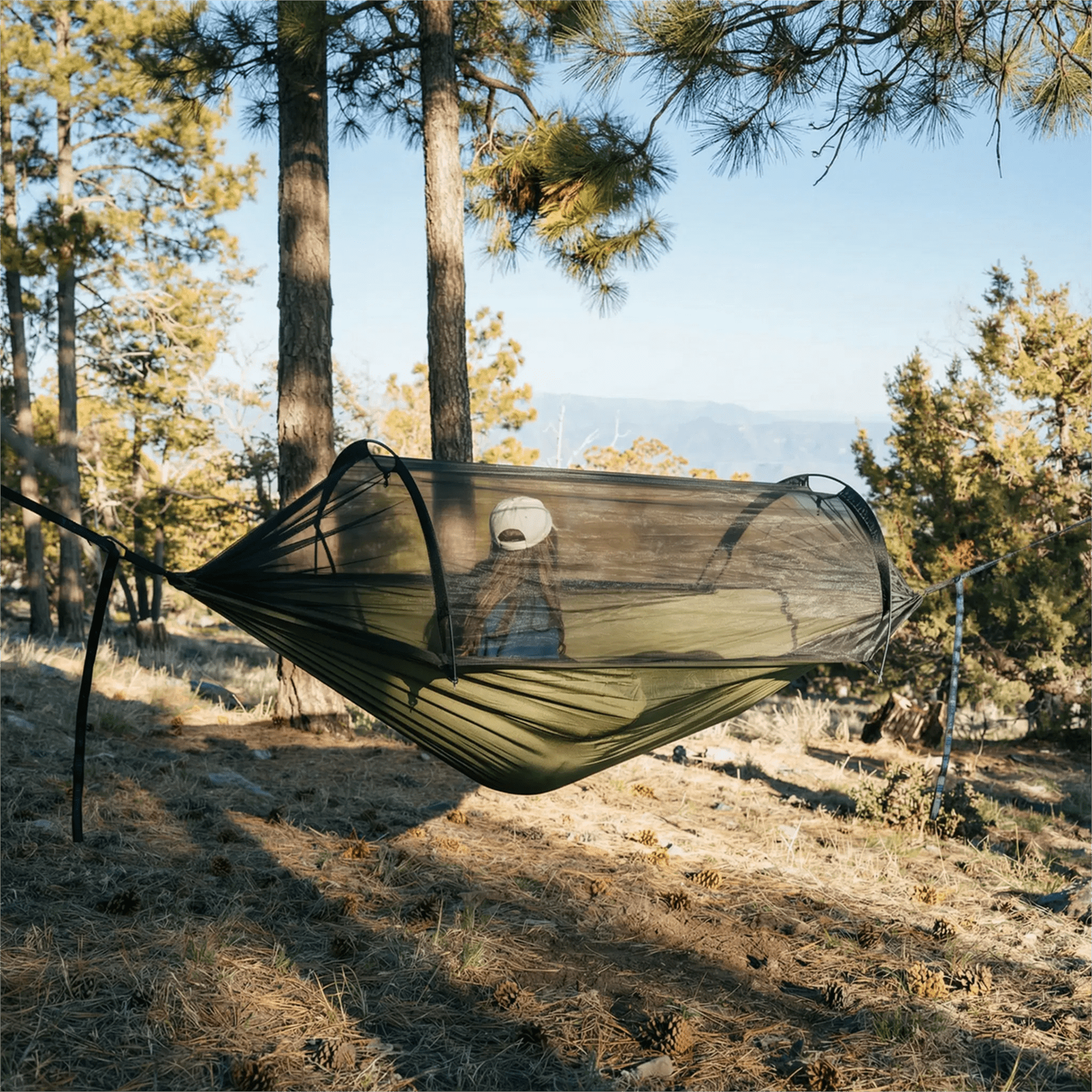 Sunyear Double & Single Camping Hammock with Tent-Like Mosquito Net & Aviation Aluminum Poles (NOT a Face-Hugging Net), Easy Setup 600lbs
