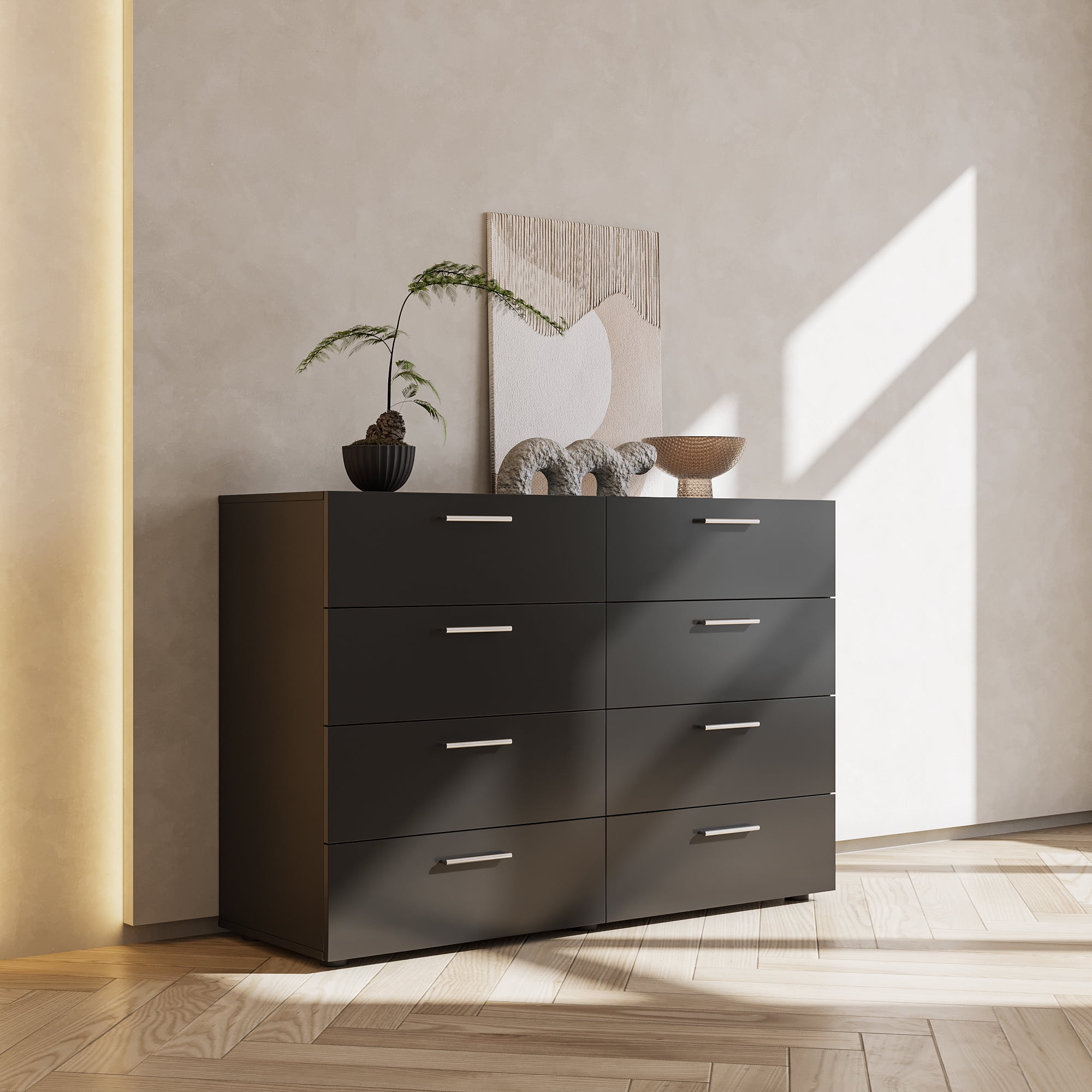 YYAo 8 Drawer Double Dresser for Bedroom, Wood Dresser 8 Chest of Drawers, Wide Storage Organizer Cabinet for Living Room Home, Black YYAo 8 Drawer Double Dresser for Bedroom, Wood Dresser 8 Chest of Drawers, Wide Storage Organizer Cabinet for Living Room Home, Black
