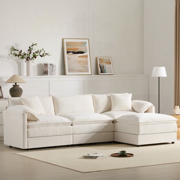 Modern Chenille Sectional Sofa 103.5" with Wide and Deep Seat, L-Shaped for Living Room