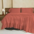 thumbnail image 3 of 4 Piece Corner Ruffle Sheet Set, 6" Inch Corner Ruffle On Flat Sheet And Pillowcases, 26 Inch Deep Pocket, 100% Egyptian Cotton, 800 TC, Twin XL Size, Solid Brick Red, 3 of 6