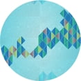 thumbnail image 1 of Ahgly Company Machine Washable Indoor Round Transitional Blue Turquoise Green Area Rugs, 7' Round, 1 of 7