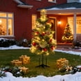 thumbnail image 5 of 30 Inch Outdoor Christmas Tree with Pine Cones Golden Red Berries Small Artificial Xmas Tree LED Battery Operated for Porch Pathway Christmas Decor Holiday Home, 5 of 6