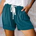 thumbnail image 2 of WAYUTE Women's Shorts Solid Color Drawstring Waist Sports Workout Thin Cozy Shorts with Pockets Casual Soft Comfort Summer Outdoor, 2 of 4