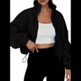 thumbnail image 3 of Chaquetas de Forro para Mujer, Sudaderas Extragrandes con Cremallera, Ropa de Invierno, Conjuntos de Larga y Corte Corto para Otoño. Negro L, 3 of 9