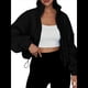 thumbnail image 3 of Chaquetas de Forro para Mujer, Sudaderas Extragrandes con Cremallera, Ropa de Invierno, Conjuntos de Larga y Corte Corto para Otoño. Negro XL, 3 of 9