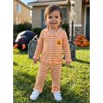 thumbnail image 5 of RUINIXCW Toddler Baby Girl Halloween Pumpkin Pajamas Set Kids Little Girl Fall Winter PJS Set Sleepwear Stripe Button Down Long Sleeve Shirt Pants Set Loungewear Homewear, 5 of 9
