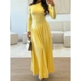 thumbnail image 4 of Women's Fall Long Sleeve Wedding Guest Dresses 2025 One Shoulder Elegant Formal Pleated Midi Maxi Dress, 4 of 4
