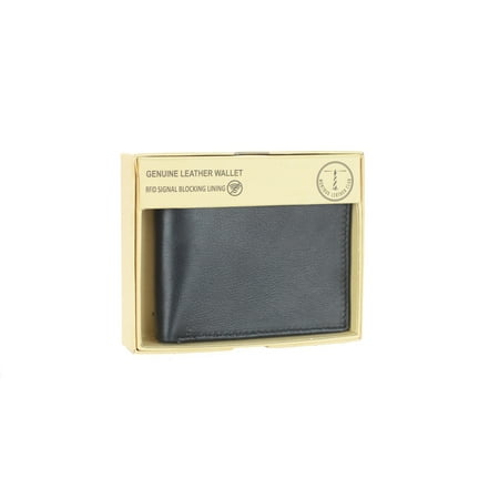 Passcase Billfold - Men's RFID Signal Blocking Genuine Leather Fixed Passcase with Gift Box