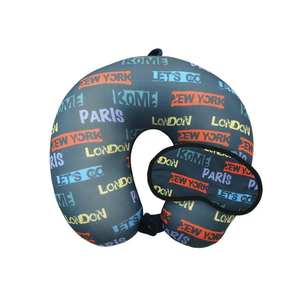 30" MATCHING NECK PILLOW & EYE MASK, CITIES