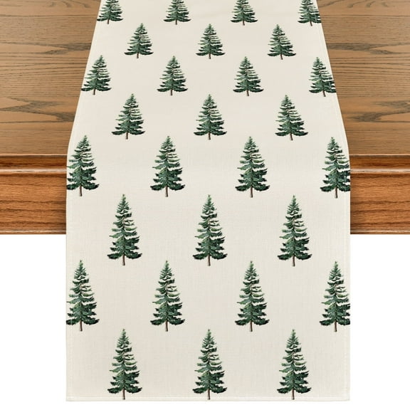 Sm:)e Xmas Tree Christmas Table Runner, Seasonal Winter Kitchen Dining Table Decoration for Home Party Decor 13x72 Inch