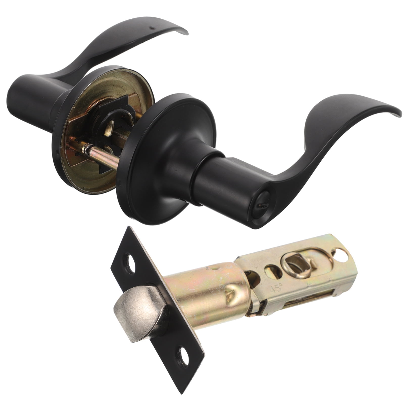 WEUVEB Black Matte Bathroom Door Knob, Modern Stainless Steel Finish, Single Piece Door Handle