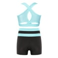 thumbnail image 2 of Yeahdor Girls 2Pcs Gymnastics Sports Suit Dance Outfit Crop Top with Shorts Tankini Set Activewear Light Blue 10, 2 of 5