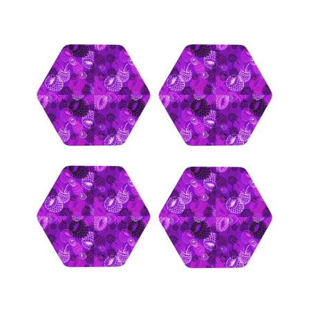 

Honeii Berry Raspberry Print Leather Coaster Set of 4 Ideal for Safeguarding Your Furniture from Drinks Spills and Effortless Cleanup-Hexagon