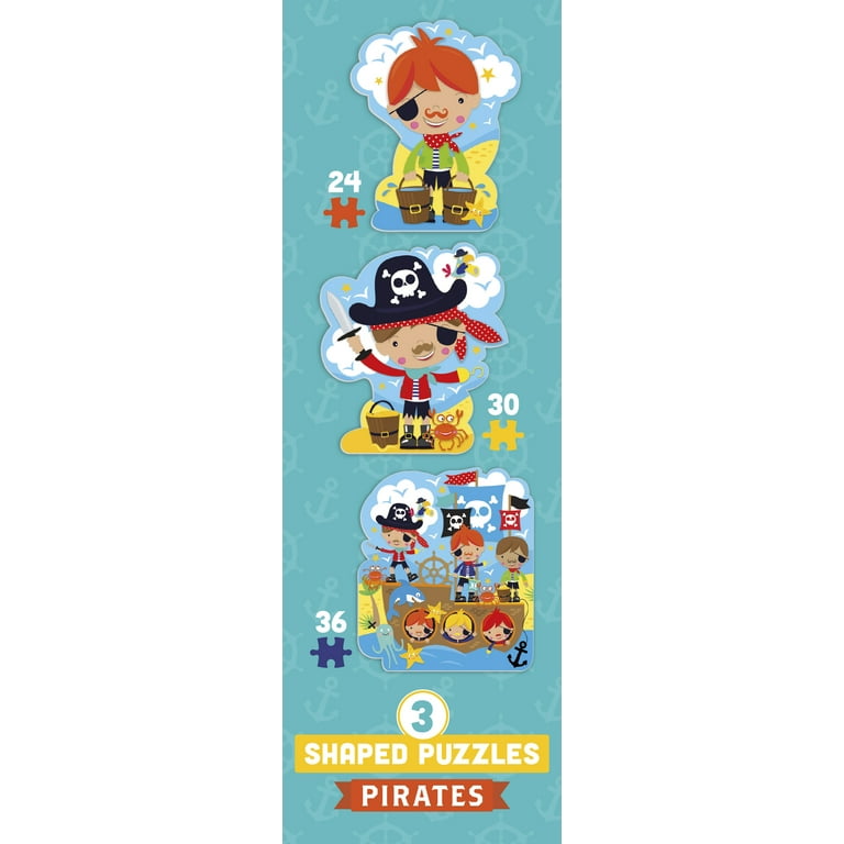 Ceaco 24+30+36-Piece 3 in 1 Kids Shaped Pirates Multi-Pack