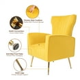 thumbnail image 4 of Velvet Accent Chairs with Arms, Modern Upholstered Wingback Vanity Chair with Metal Legs and Armrests, Mid-Back Single Sofa for Living Room Bedroom Apartments, Yellow, 4 of 7